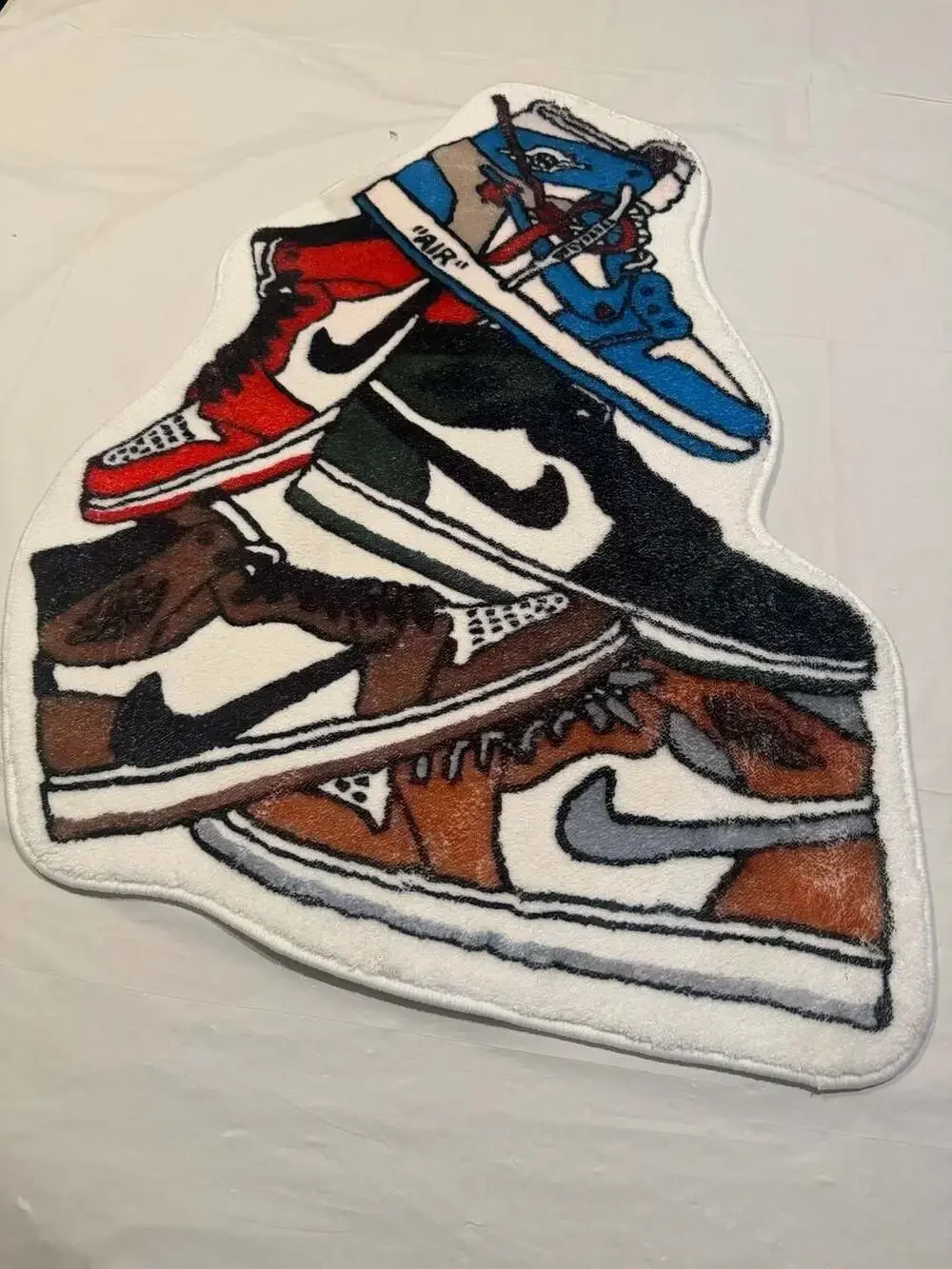 Tufted Sneaker Stack Area Rug featuring Air Jordan 1 Designs